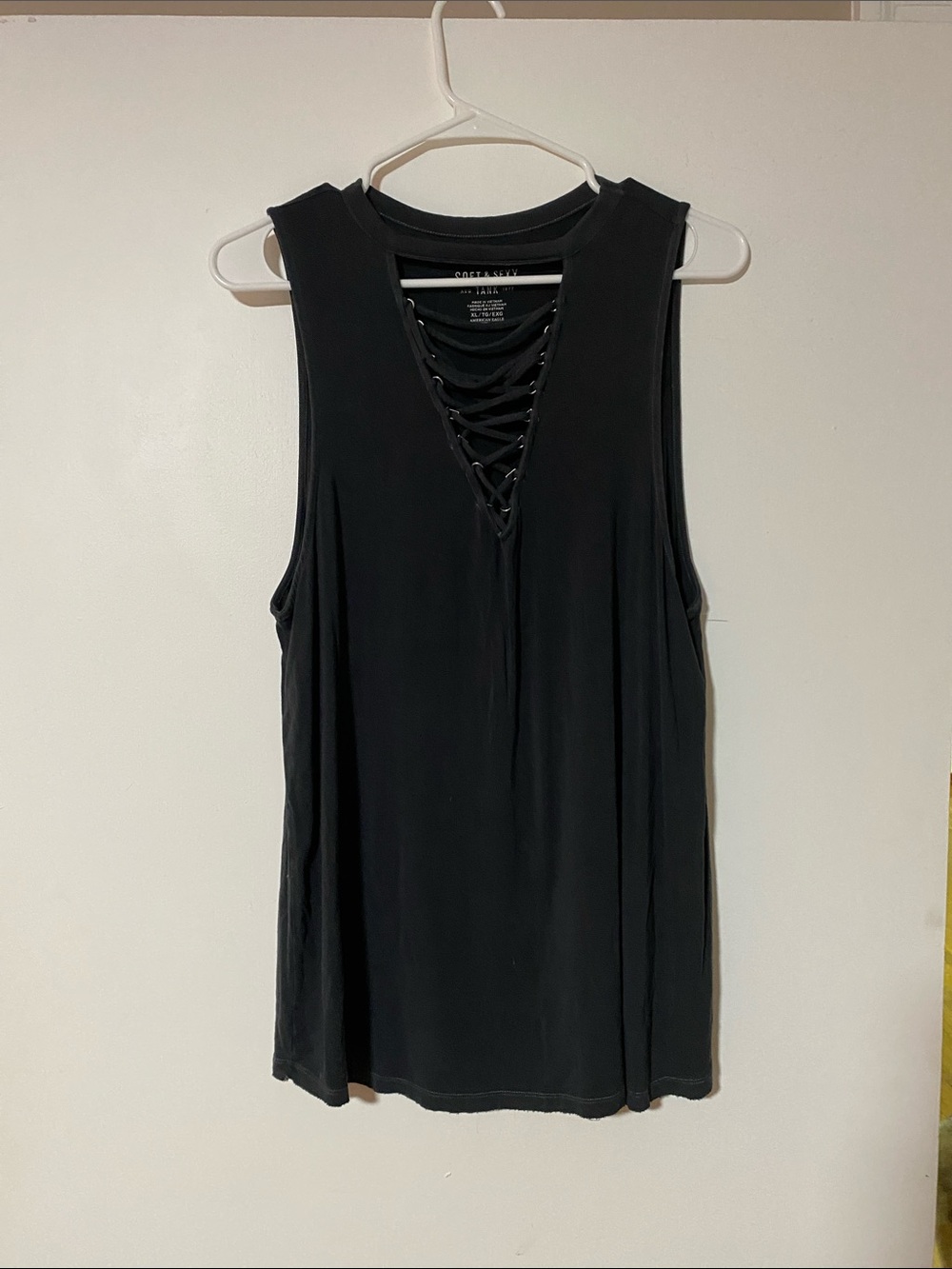 American eagle Black Lace-Up V-Neck Sleeveless Tank
